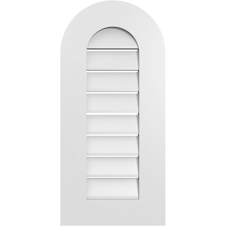 Ekena Millwork Round Top Surface Mount PVC Gable Vent: Functional, w/ 3-1/2"W x 1"P Standard Frame, 14"W x 30"H GVPRT14X3001SF